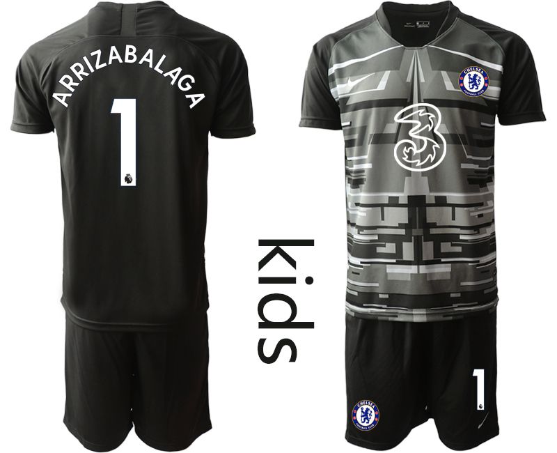 Youth 2020-2021 club Chelsea black goalkeeper #1 Soccer Jerseys
